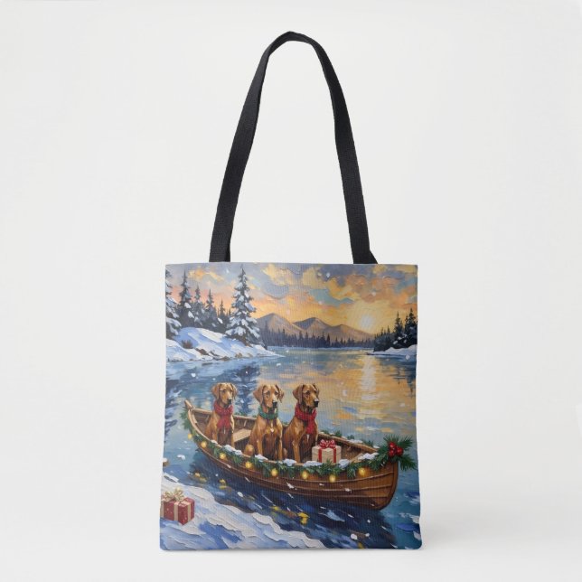 Tote Bag Noël Rhodesian Ridgeback Bateau Fêtes (Devant)