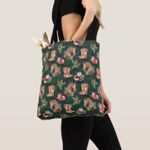 Tote Bag Noël rustique de campagne Western Farmhouse Chevau