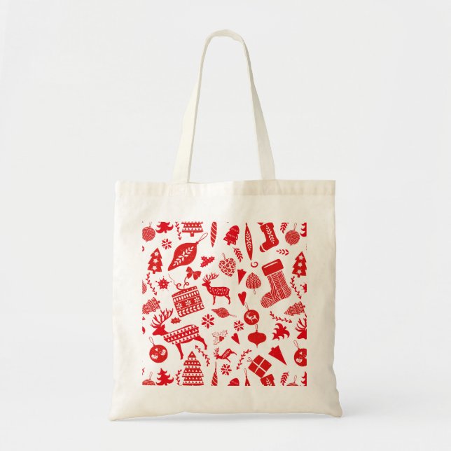 Tote Bag Noël scandinave Red White Festive (Devant)