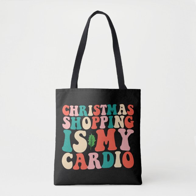 Tote Bag Noël Shopping C'Est Mon Cardio Holiday (Devant)