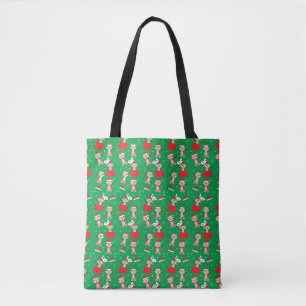 Tote Bag Noël Singe Motif Santa Hat Rouge Vert