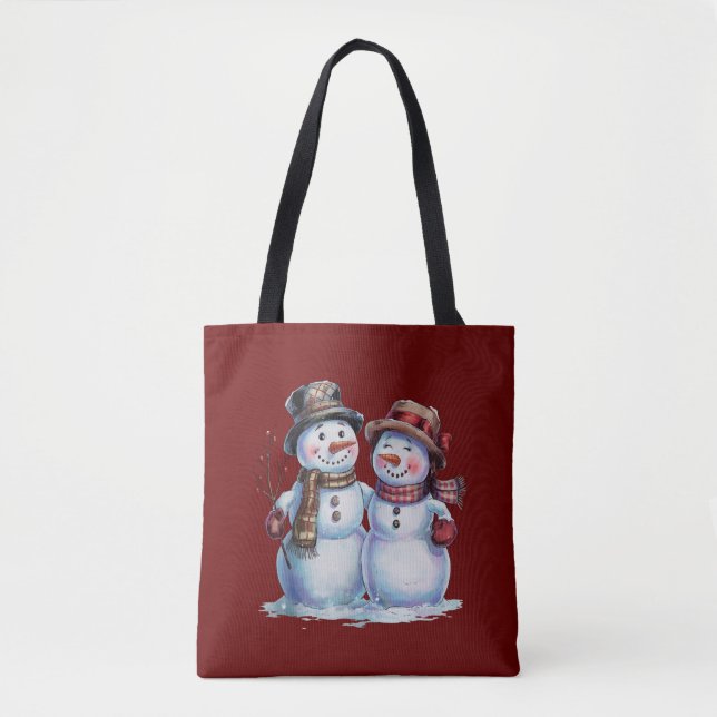 Tote Bag Noël Snowman vacances Vintages (Devant)