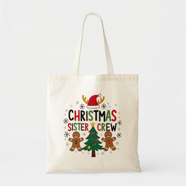 Tote Bag Noël Soeur Crew Festive pain d'épices Amis (Devant)