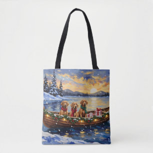 Tote Bag Noël sur un bateau avec un Retriever de la baie de