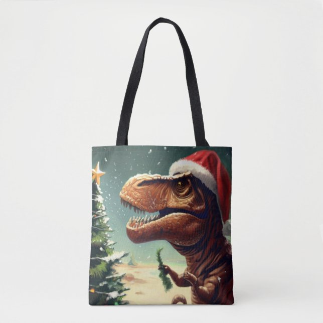 Tote Bag Noël T-Rex 4 (Devant)