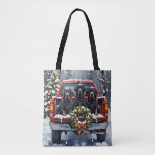 Tote Bag Noël Terre-Neuve Noir Camion Rouge Fêtes
