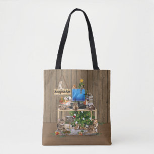 Tote Bag Noël - Travailler à la maison avec mes chats