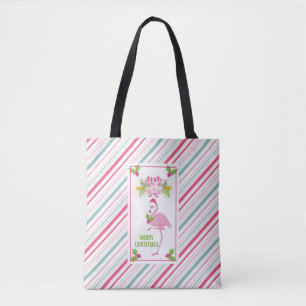 Tote Bag Noël tropical Flamant rose rose