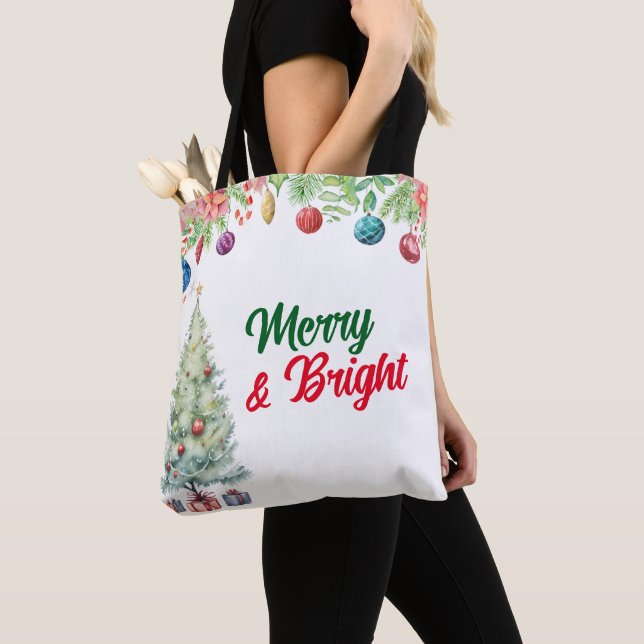 Tote Bag Noël vacances aquarelle  (De près)