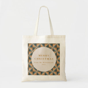 Tote Bag Noël Vert Art Déco Vintage Personnalisé Fêtes