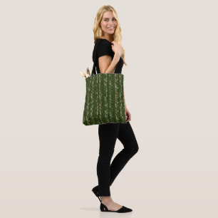 Tote Bag Noël Vert Tresses Rayures Confortable