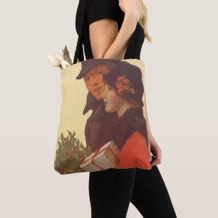 Tote Bag Noël vintage, achats de cadeaux d'amour et de roma