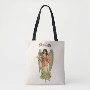 Tote Bag Noël vintage, ange victorien antique