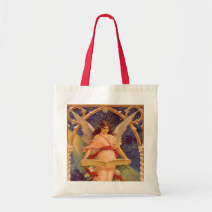 Tote Bag Noël Vintage, Ange Victorien Lecture Bible