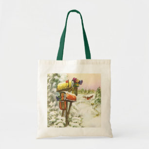 Tote Bag Noël Vintage, boîtes aux lettres dans le paysage h
