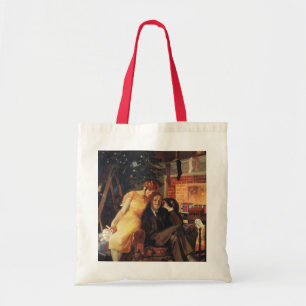 Tote Bag Noël vintage, couple Amour et Romance