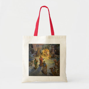 Tote Bag Noël vintage de la Nativité avec la visite des Mag