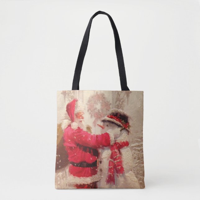 Tote Bag Noël vintage du Père Noël Snowman (Devant)