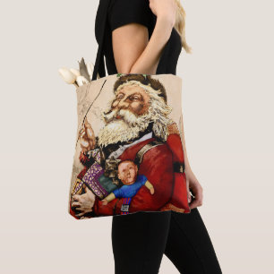 Tote Bag Noël vintage, jouets en pipe de Père Noël victorie