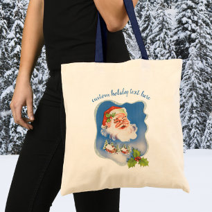 Tote Bag Noël vintage, joyeux Père Noël rétro