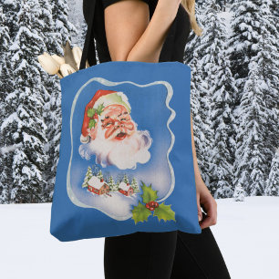 Tote Bag Noël vintage, joyeux Père Noël rétro