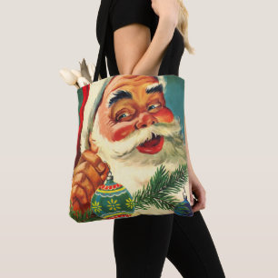 Tote Bag Noël vintage, joyeux Père Noël rétro des années 50