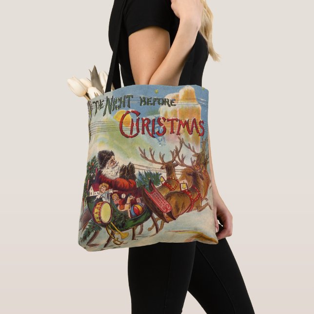 Tote Bag Noël Vintage, La Nuit Avant Noël (De près)