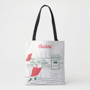 Tote Bag Noël vintage, Père Noël chef et dinde
