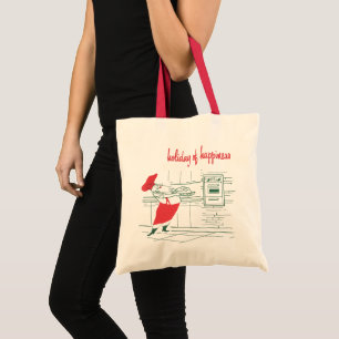 Tote Bag Noël vintage, Père Noël chef et dinde