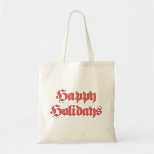 Tote Bag Noël Vintage, Texte Joyuses Fêtes Lettres Rouges