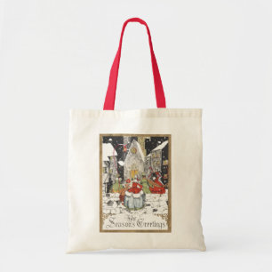 Tote Bag Noël vintage victorien personnes allant à l'église