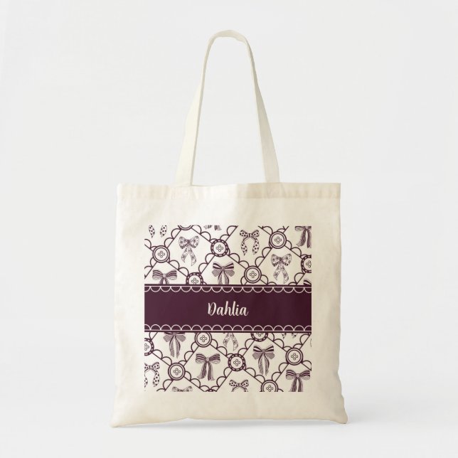 Tote Bag Nœud bordeaux coquette (Devant)