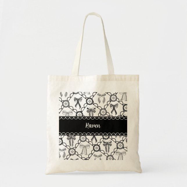 Tote Bag Nœud bordeaux coquette (Devant)