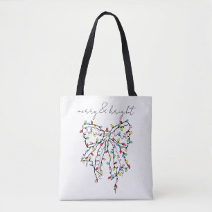 Tote Bag Nœud de lumières de Noël Coquette Merry & Bright