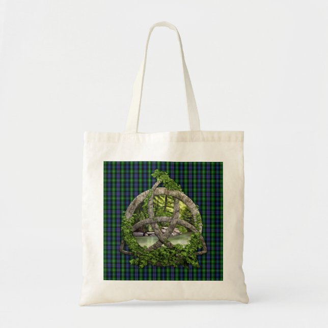Tote Bag Noeud de trinité et tartan celtiques du Mackenzie (Devant)