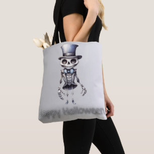 Tote Bag Nœud papillon squelette mignon chapeau haut de for