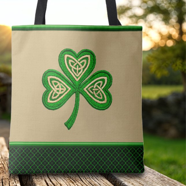 Tote Bag Nœuds celtiques du trèfle irlandais St Patrick (Créateur téléchargé)