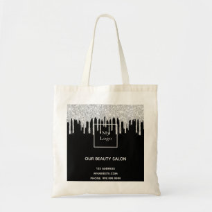 Tote Bag Noir argent parties scintillant logo d'entreprise