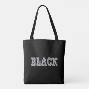 Tote Bag Noir Avec Texte Gris Sur Couleur Solide Noir