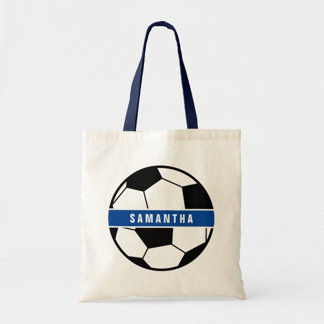 Tote Bag Noir Blanc & Bleu Football Football Sport Monogram (Devant)