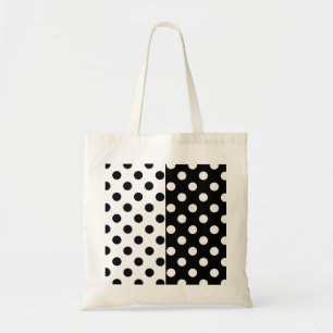 Tote Bag Noir Blanc demi-couleur fractionné en Pois Inverse