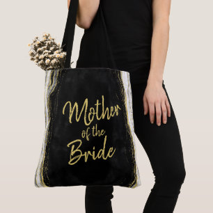 Tote Bag Noir Blanc & Or Geode Agate Belle-Mère du Mariage