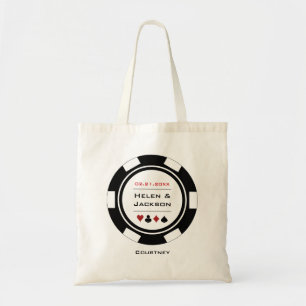 Tote Bag Noir & Blanc Poker Nom de la puce Casino Mariage