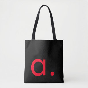 Tote Bag Noir Blanc Rouge Monogramme Initial