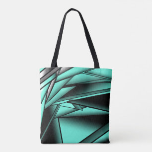 Tote Bag Noir Blanc Turquoise Ombre Art Abstrait moderne