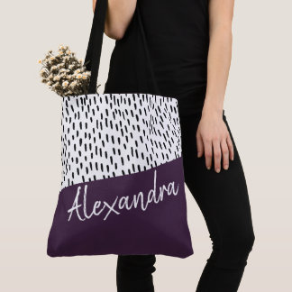 Tote Bag Noir blanc violet moderne Personnalisé