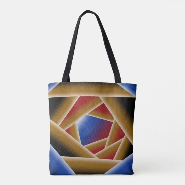 Tote Bag Noir Bleu Rouge Or Ombre Abyss Art Abstrait (Dos)