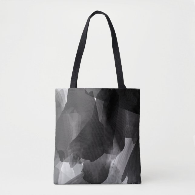 Tote Bag Noir brossé et blanc Peint Abstrait fond (Devant)