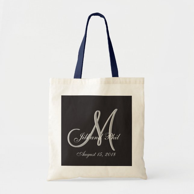Tote Bag Noir de base Mariage Fabrique Monogramme Grande va (Devant)