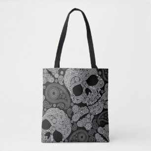 Tote Bag Noir de crâne de Paisley